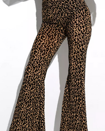 Mesh Flocking High-Waisted Flared Pants