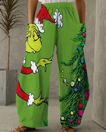 Pantalones casuales con estampado navideño