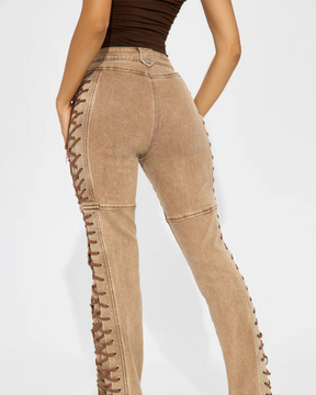 Strap Up Drawstring Jeans