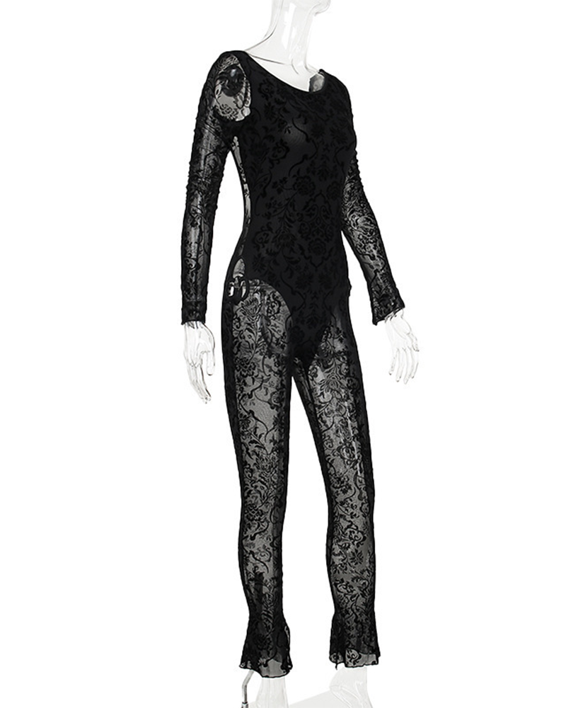 Sexy Lace Cut-Out Slim Jumpsuit