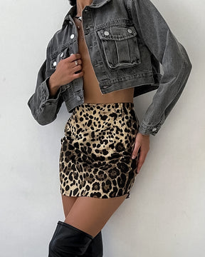 Leopard Print High Waist Hip Skirt