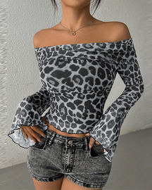 Leopard Print Off-The-Shoulder Top