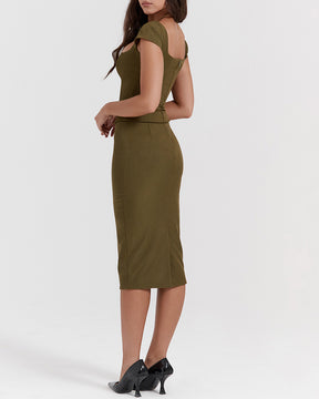 Square Neck Hip-Hugging Mid-Length Slim Backless French Dress