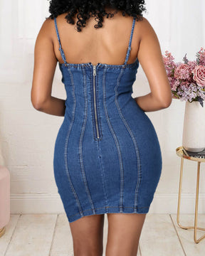 Denim Suspender Bodycon Dress