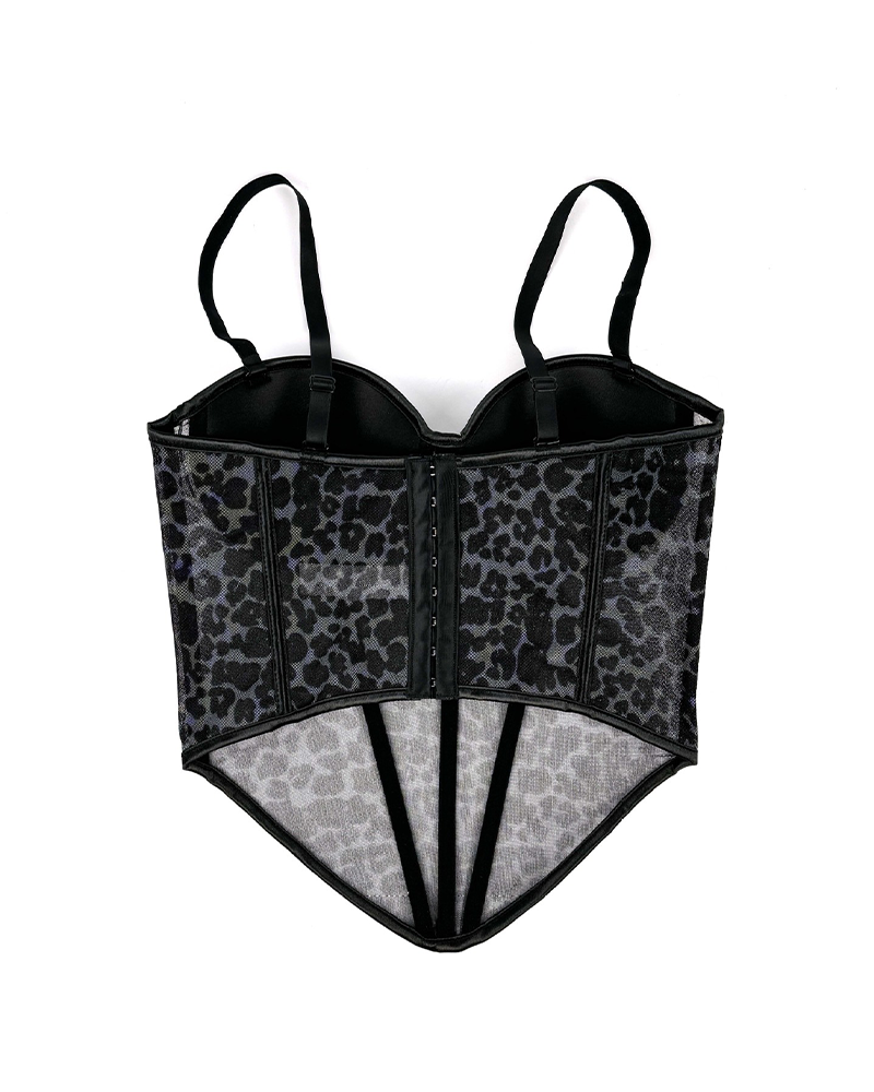 Leopard Print Panelled Bra Suspenders