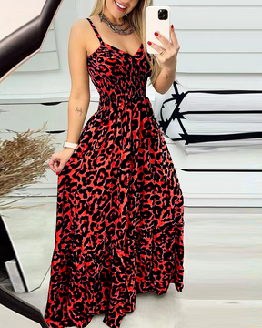 Leopard Print V-neck Dress