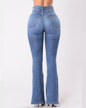 Slim Fit High Waisted Butt Lifting Denim Bell Bottoms