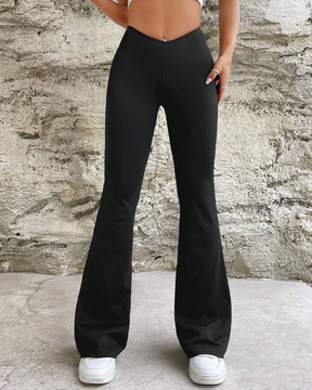 V-Waist Slim Micro Flared Trousers