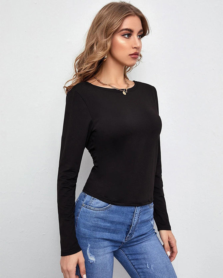 Hollow Backless Running Breathable Long-Sleeved Knitted Top