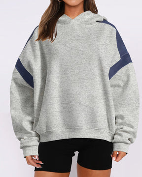 Patchwork Color Hooded Sweatshirt