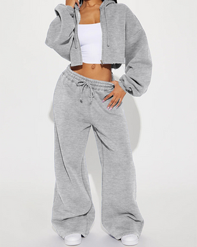 Casual Hooded Hoodies Wide Legs Loose Trousers Suit