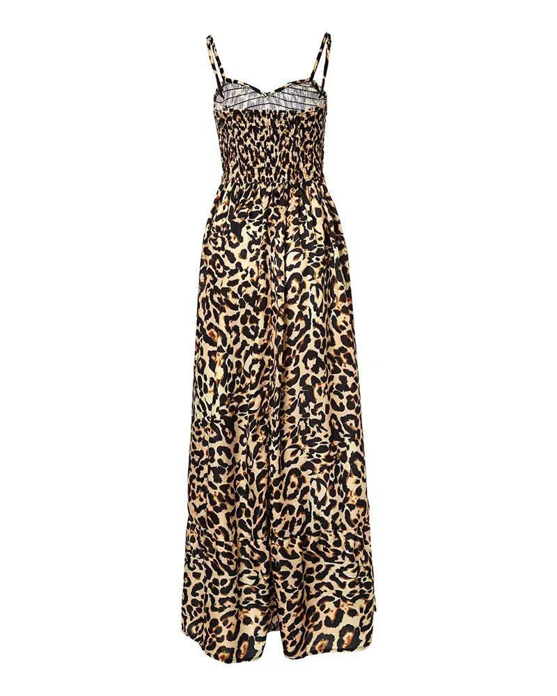 Leopard Print V-neck Dress