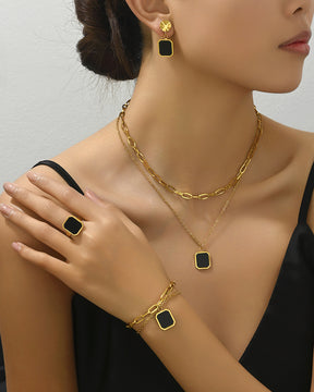 Black Square Jewelry 4-Piece Set