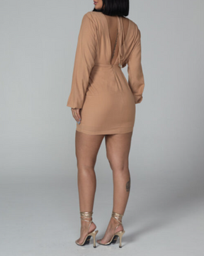 V-Neck Solid Color Dress (Pre-Sale)