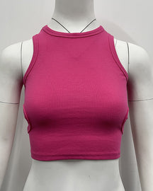 Camiseta sin mangas con huecos y abertura en el abdomen en forma de I