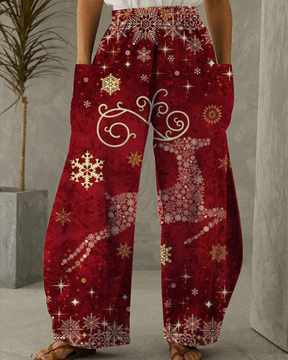 Pantalones casuales con estampado navideño