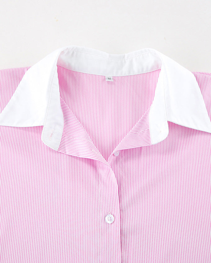 Camisa informal holgada con rayas en contraste