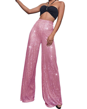 Sequin Baggy Wide-Leg Trousers