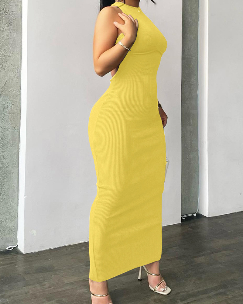 Long Sleeveless Openback Slim Dress