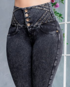 High-Waisted Elastic Slim Jeans (pre-sale)