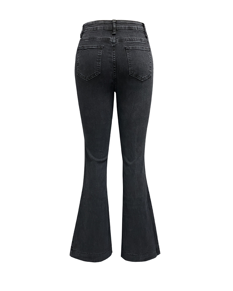 Elegant Buttoned High-Waist Jeans