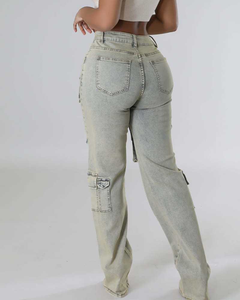 Multi Pocket Overall Jeans