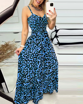 Leopard Print V-neck Dress