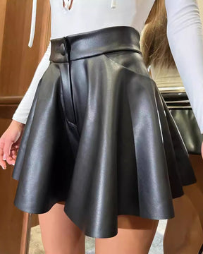 High Waist Pu Leather Pants Skirt