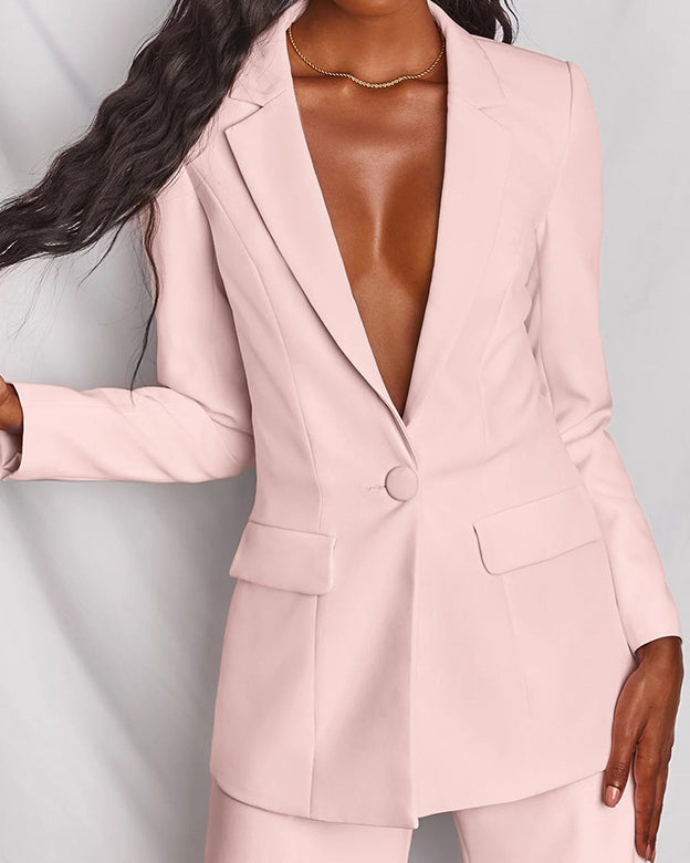 Casual Long Sleeves Blazer Sets