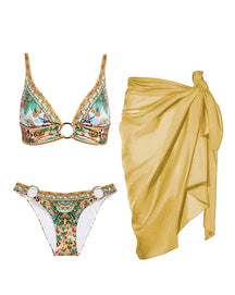 Bikini y pareo con estampado floral Vintage Court