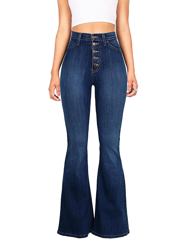 Slim Fit High Waisted Butt Lifting Denim Bell Bottoms