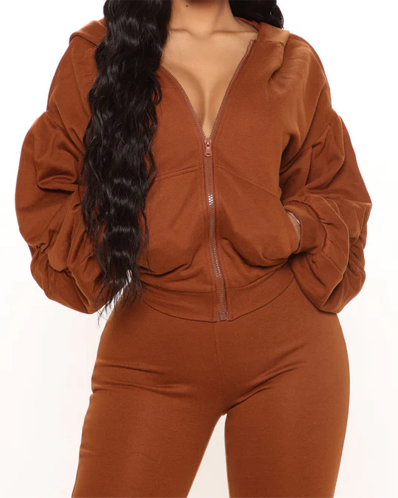 Backless Tied Hooded Hoodies High Waist Tight Pants Suit