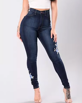 Bestickte elastische Jeans