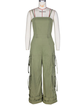 Cargo Pants Loose Wide Leg Suspender Jumpsuit