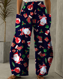 Pantalones casuales con estampado navideño