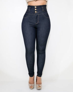 Stretch-Jeans mit hoher Taille