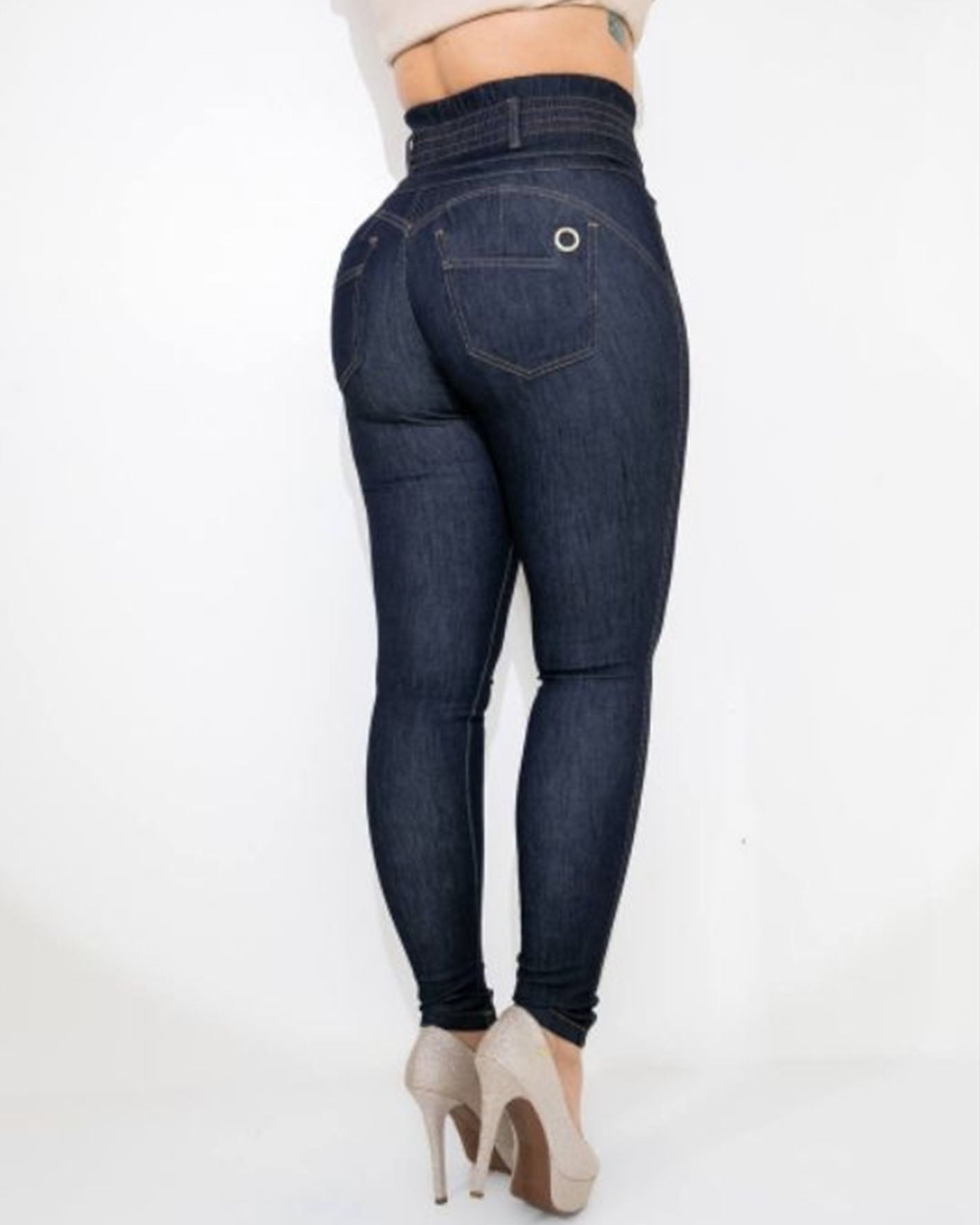 Stretch-Jeans mit hoher Taille