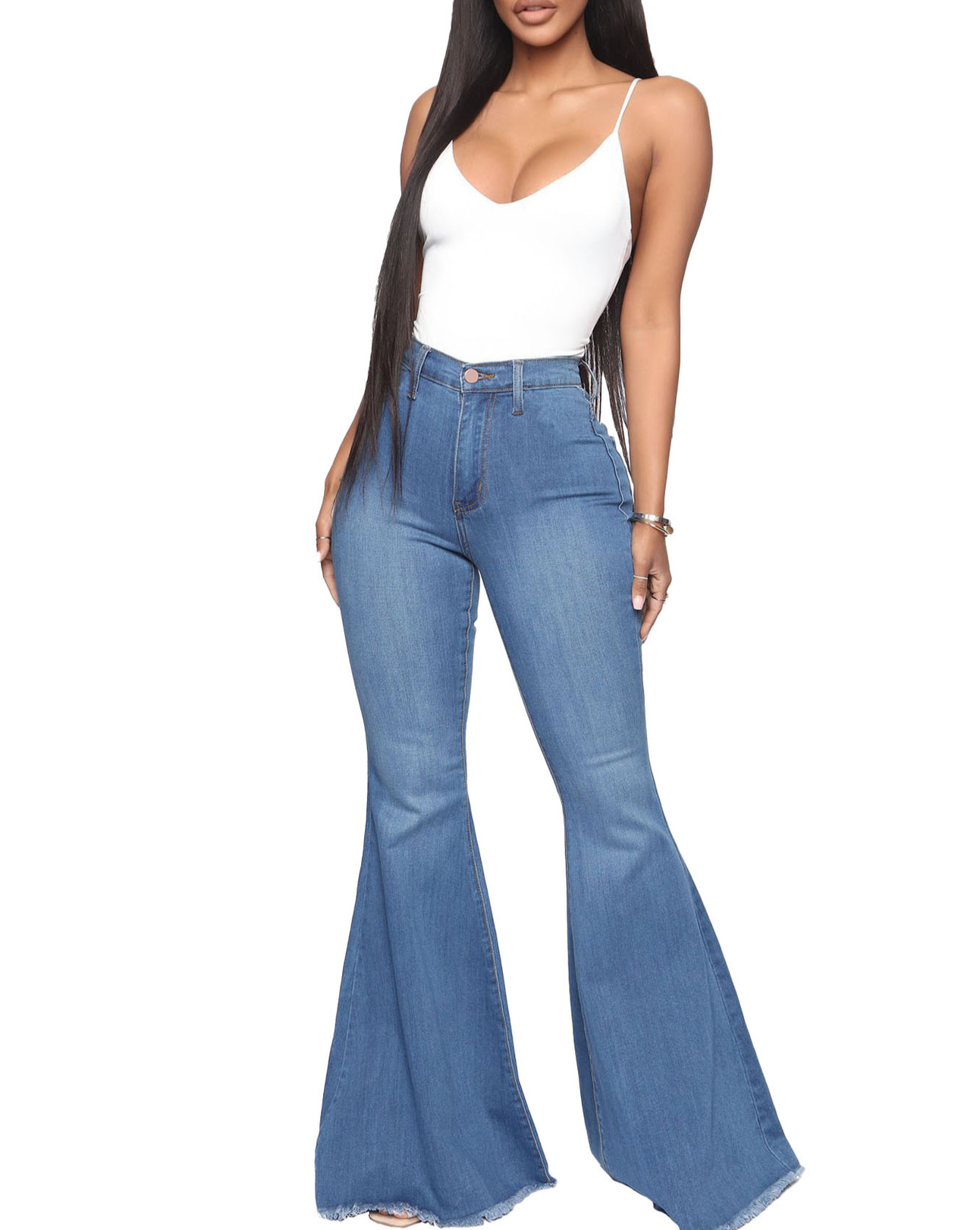 Slim-Fit-Stretch-Flare-Jeans mit hoher Taille und vielseitiger Passform