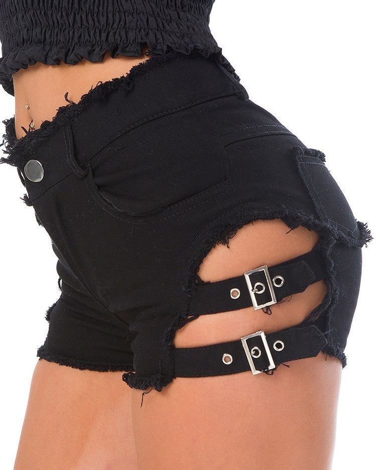 Sexy zerrissene Denim-Shorts mit hoher Taille 