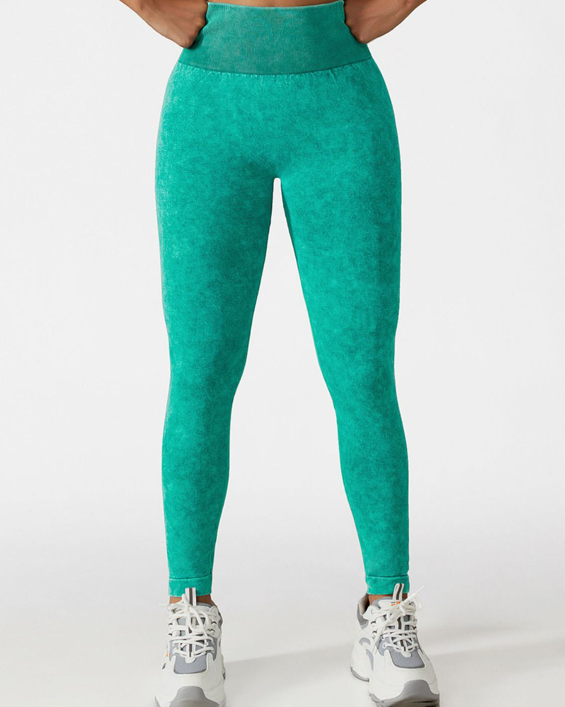 Sport-Leggings mit hoher Taille und Acid-Waschung