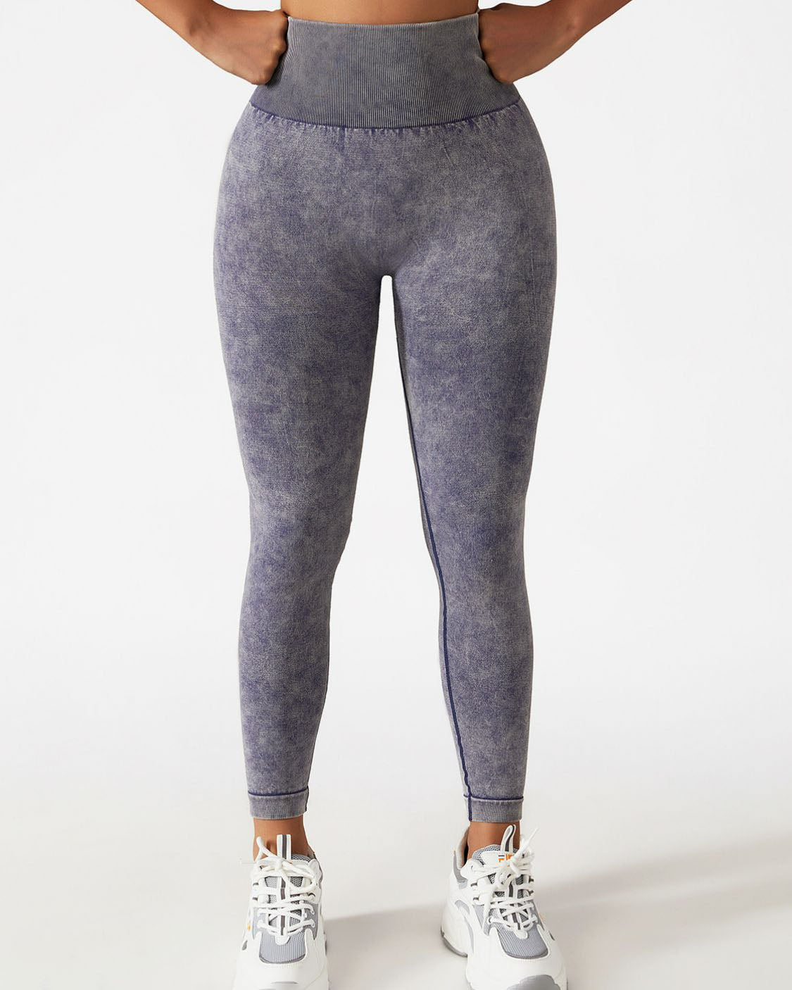 Sport-Leggings mit hoher Taille und Acid-Waschung