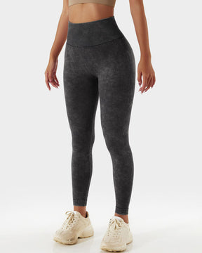 Sport-Leggings mit hoher Taille und Acid-Waschung