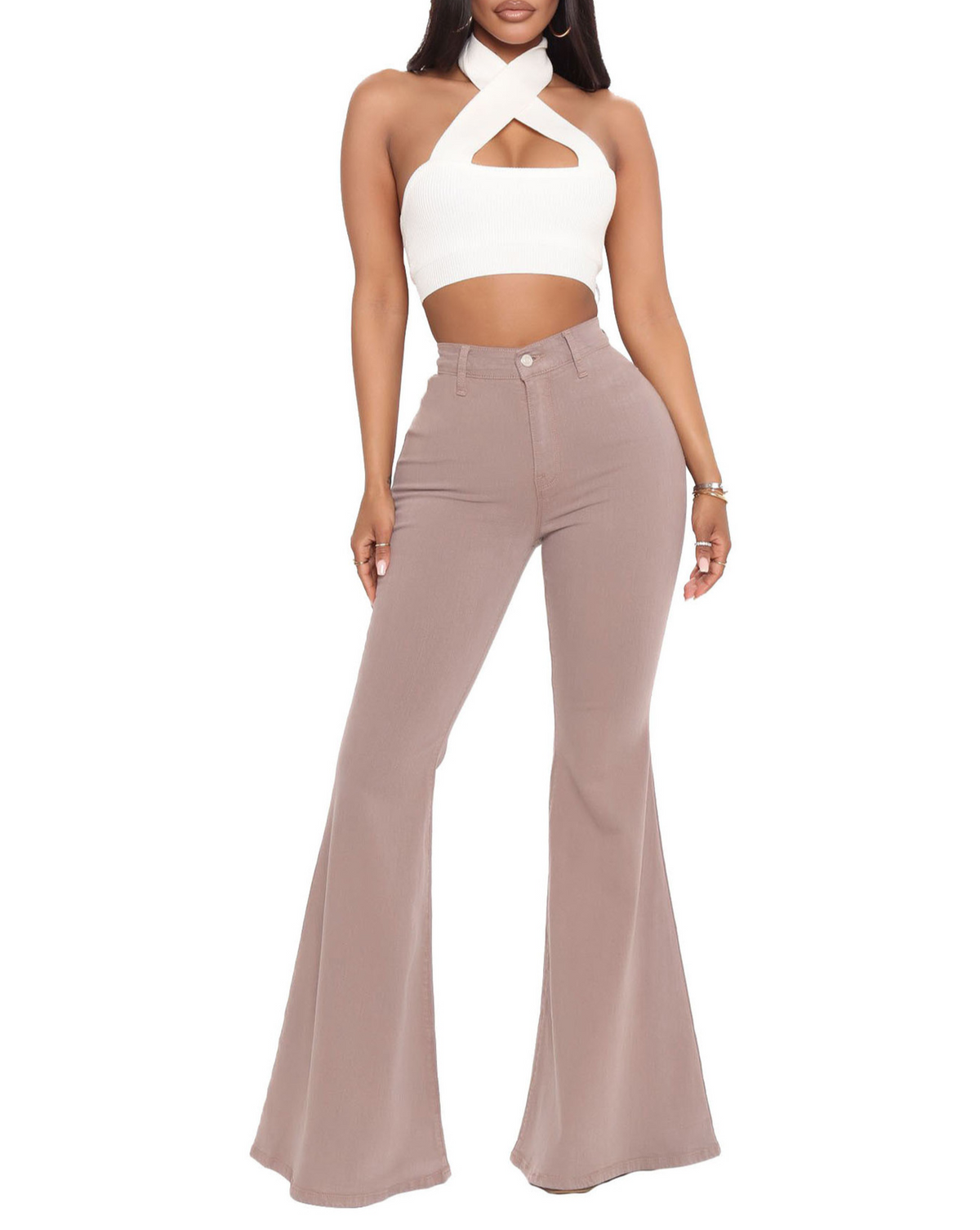 High-Waisted Slim Versatile Fit Stretch Flare Jeans