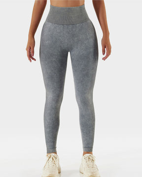 Sport-Leggings mit hoher Taille und Acid-Waschung