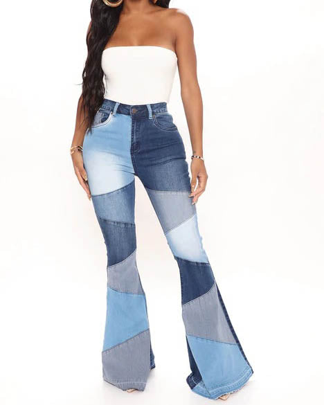 Women's Wide Leg Fashion Stitching Jeans