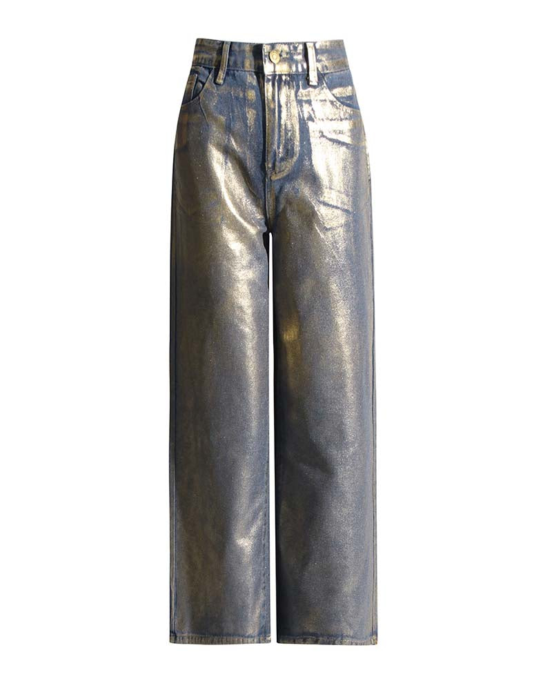 Baggy Jeans With Gold Accents