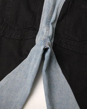 Jeans ajustados ligeros lavados con paneles en contraste de talle medio