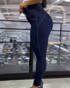 Stretch-Jeans mit hoher Taille