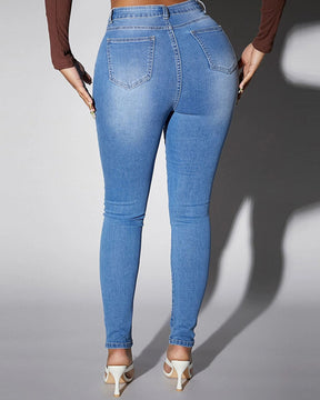 Women's Asymmetrical Wash Skinny Jeans