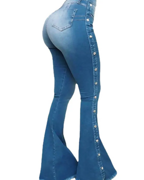 High Waist Stretch Mopping Flared Jeans